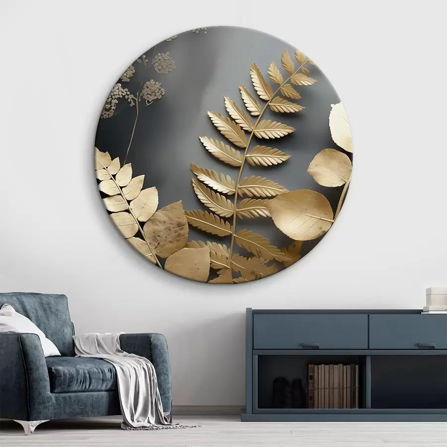 Wandbilder Eukalyptuszweige und tropische Blätter auf einem dunklen Hintergrund r45333