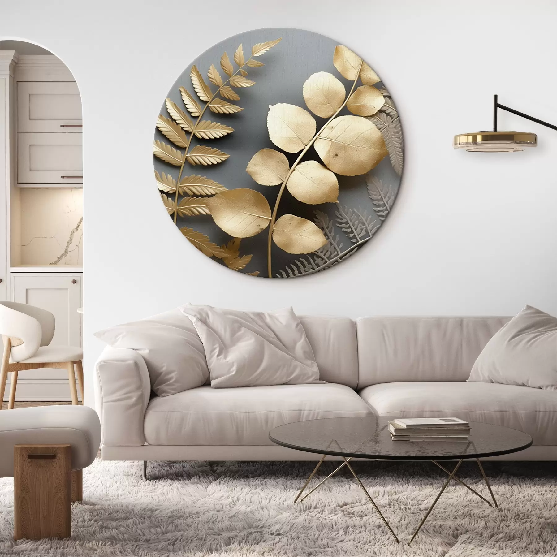 Wandbilder Farn und Eukalyptuszweige auf dunklem Hintergrund r45334