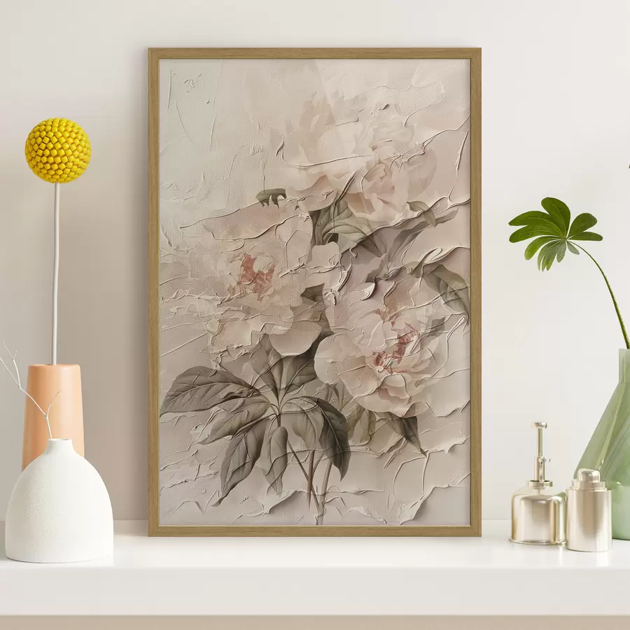 Fototapete Üppiger Strauß von Pfingstrosen im Aquarellstil auf hellem Hintergrund f45336