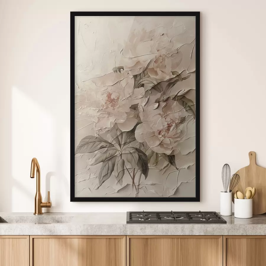 Fototapete Üppiger Strauß von Pfingstrosen im Aquarellstil auf hellem Hintergrund f45336