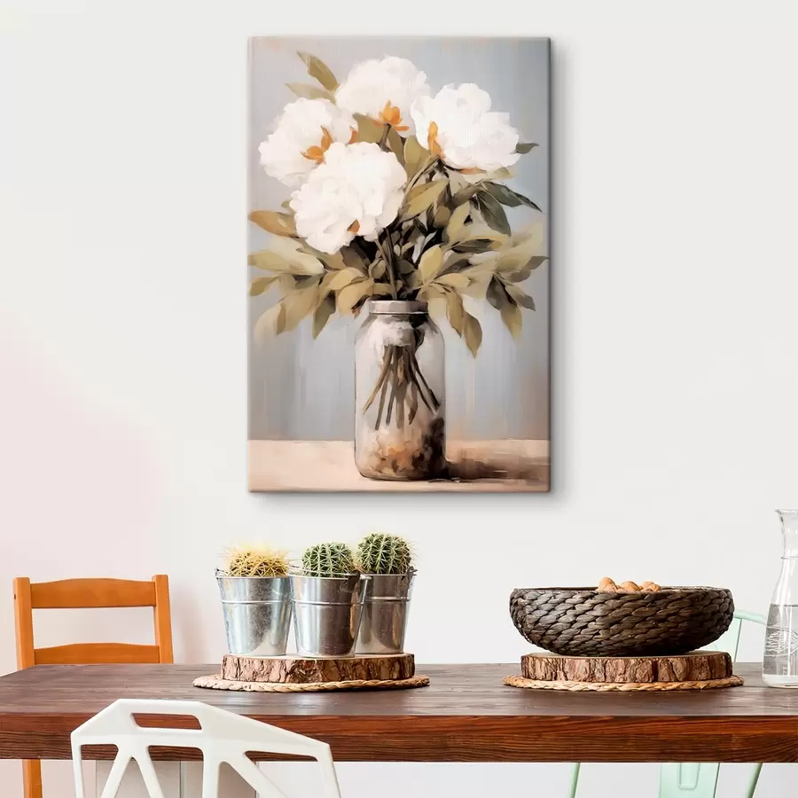 Wandbilder Blumenstrauß aus Pfingstrosen in einer Vase s45422