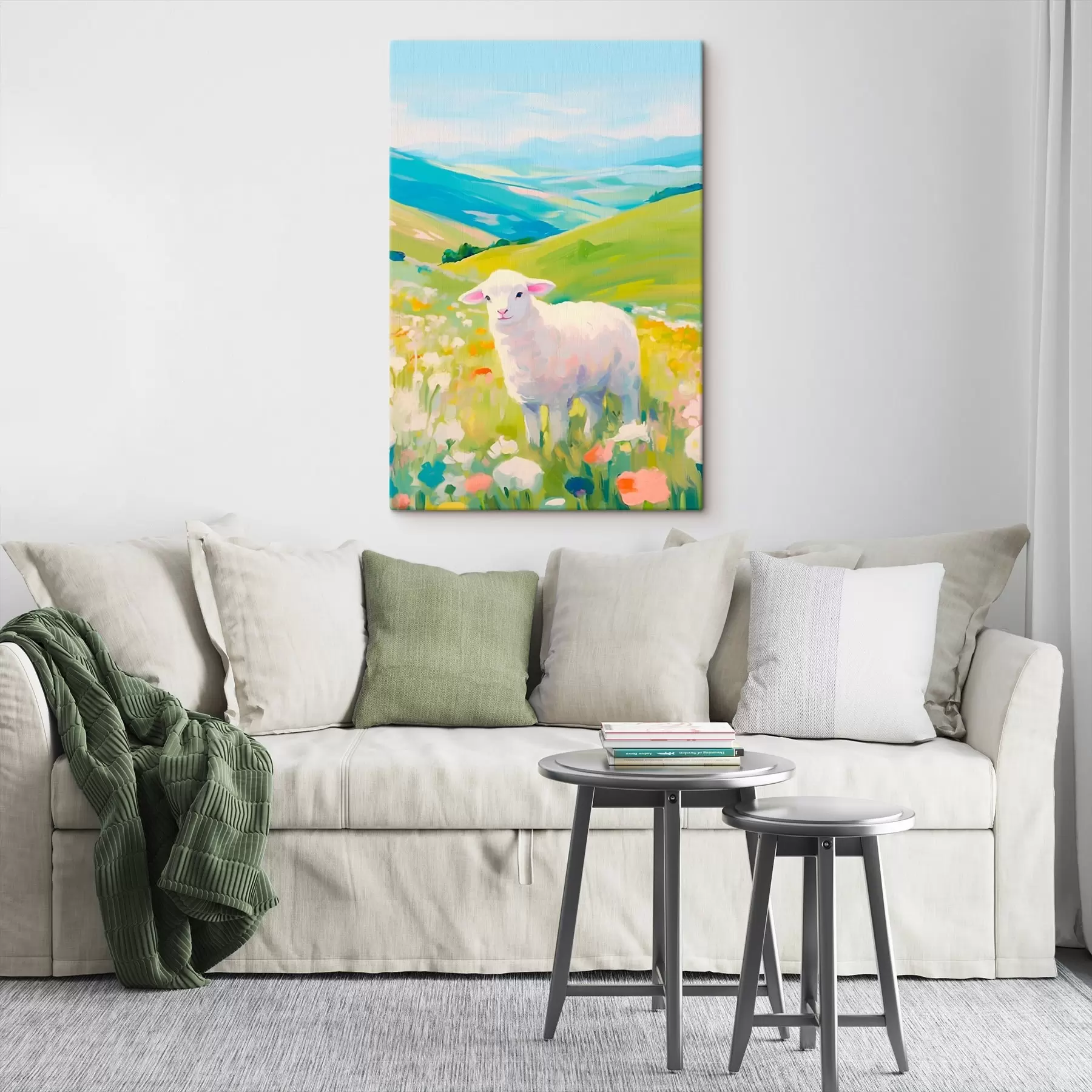 Wandbilder Lamm in einem Blumenfeld s45426