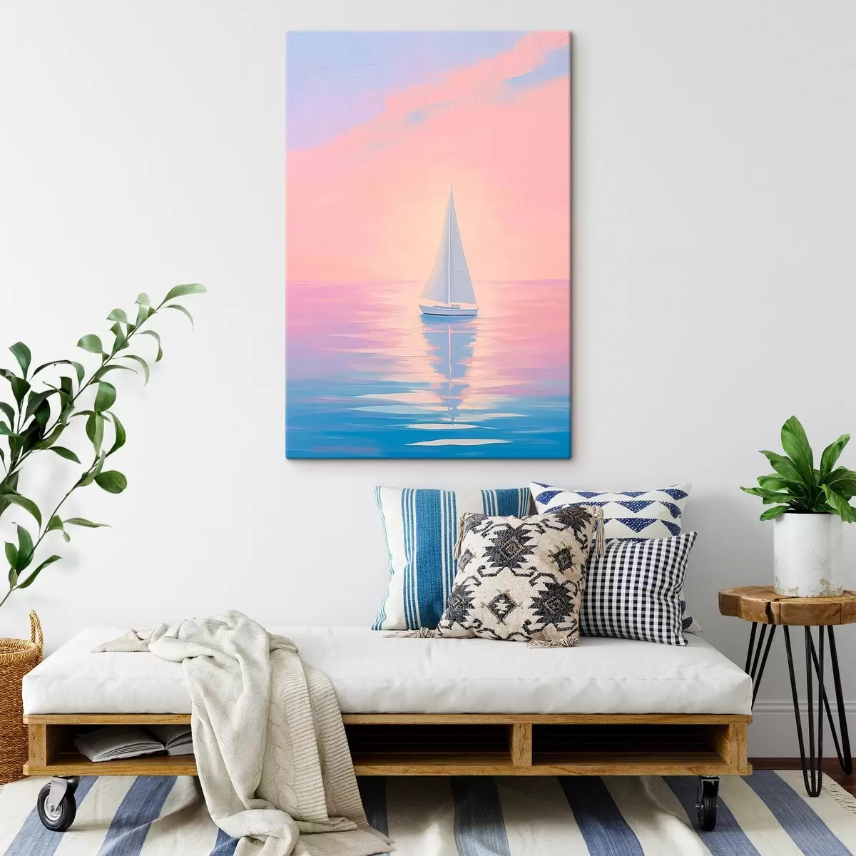 Wandbilder Segelboot auf See bei Sonnenuntergang s45428