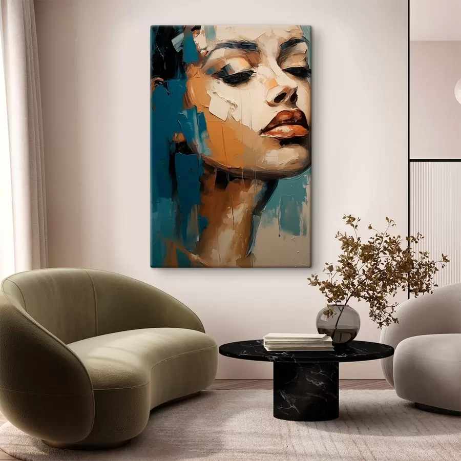 Wandbilder Porträt einer Frau mit geschlossenen Augen s45439