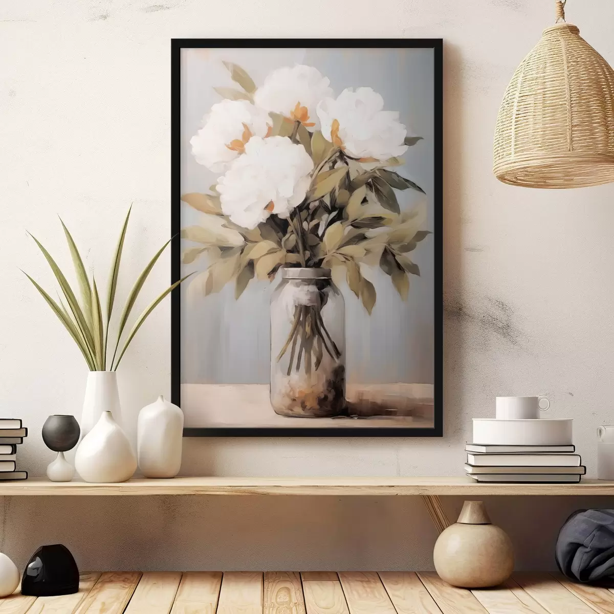 Poster Blumenstrauß aus Pfingstrosen in einer Vase f45422