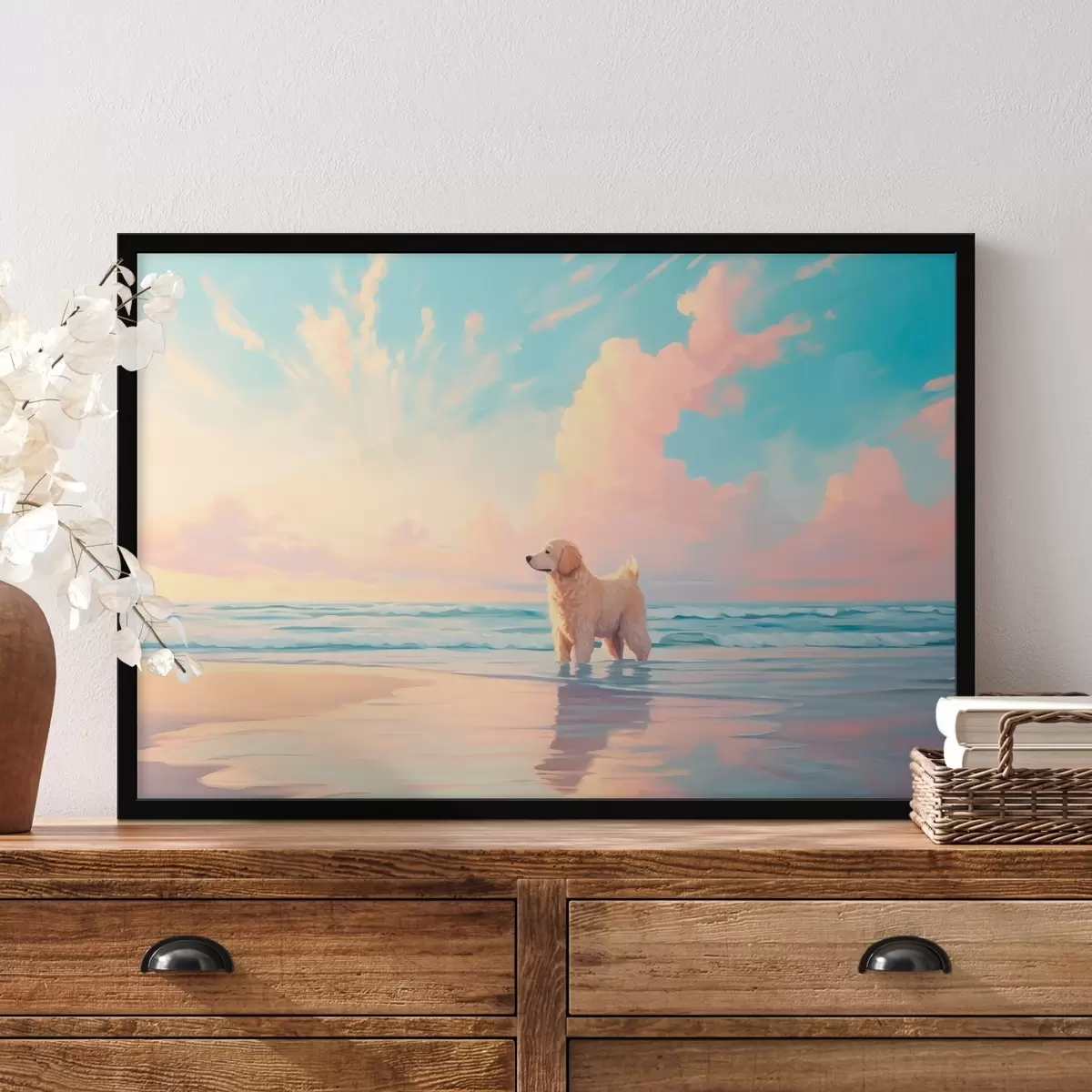 Poster Retriever am Meeresufer f45425