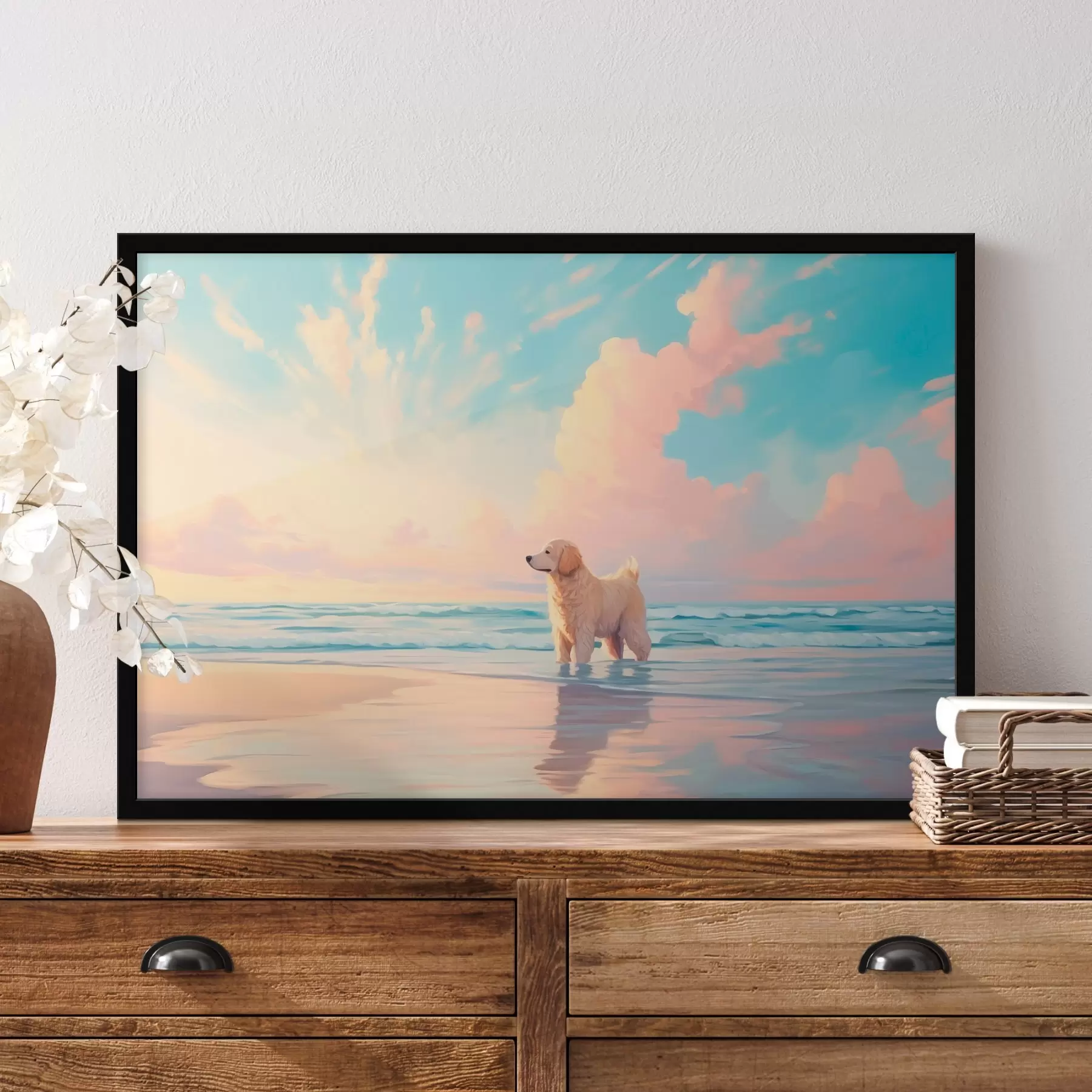 Fototapete Retriever am Meeresufer f45425