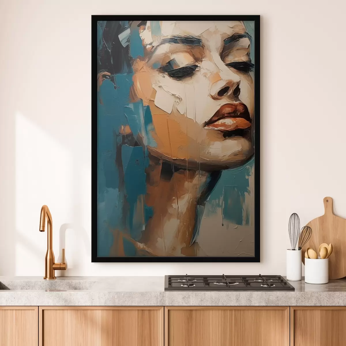 Poster Porträt einer Frau mit geschlossenen Augen f45439