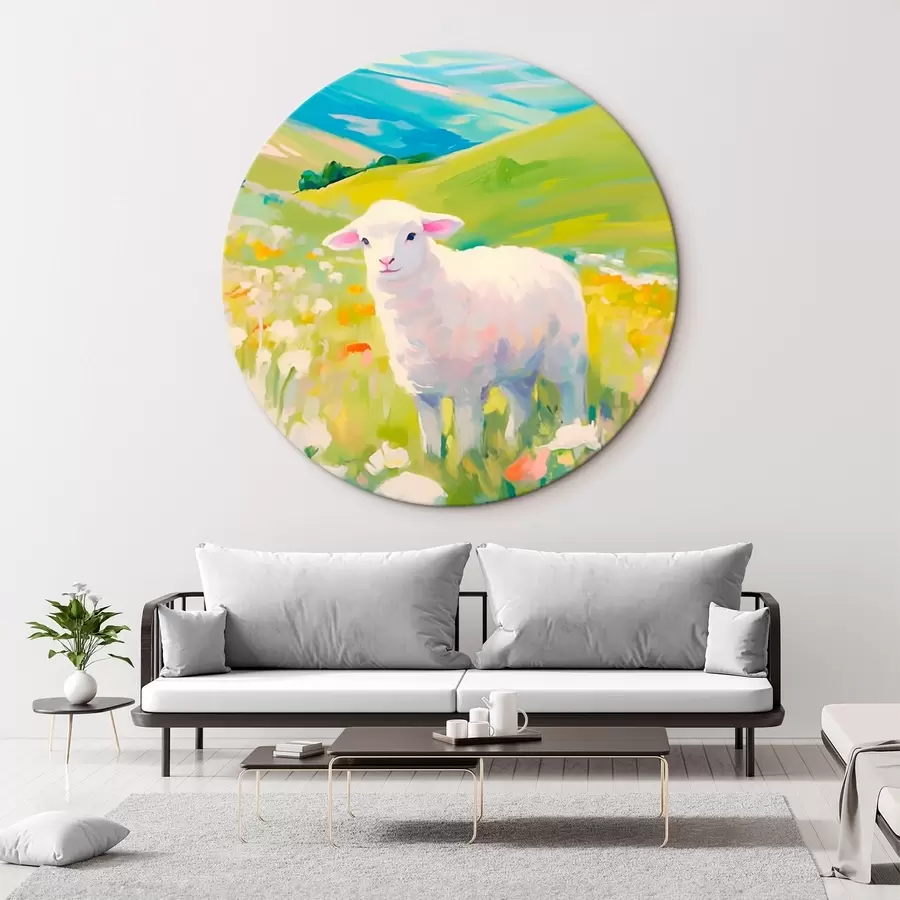 Wandbilder Lamm in einem Blumenfeld r45426