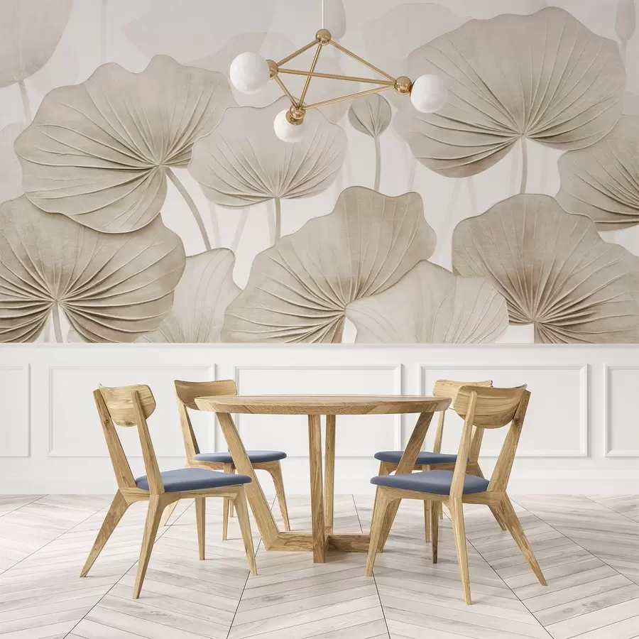 Fototapete Lotusblätter mit imitierter Distressed-Struktur w04412v1