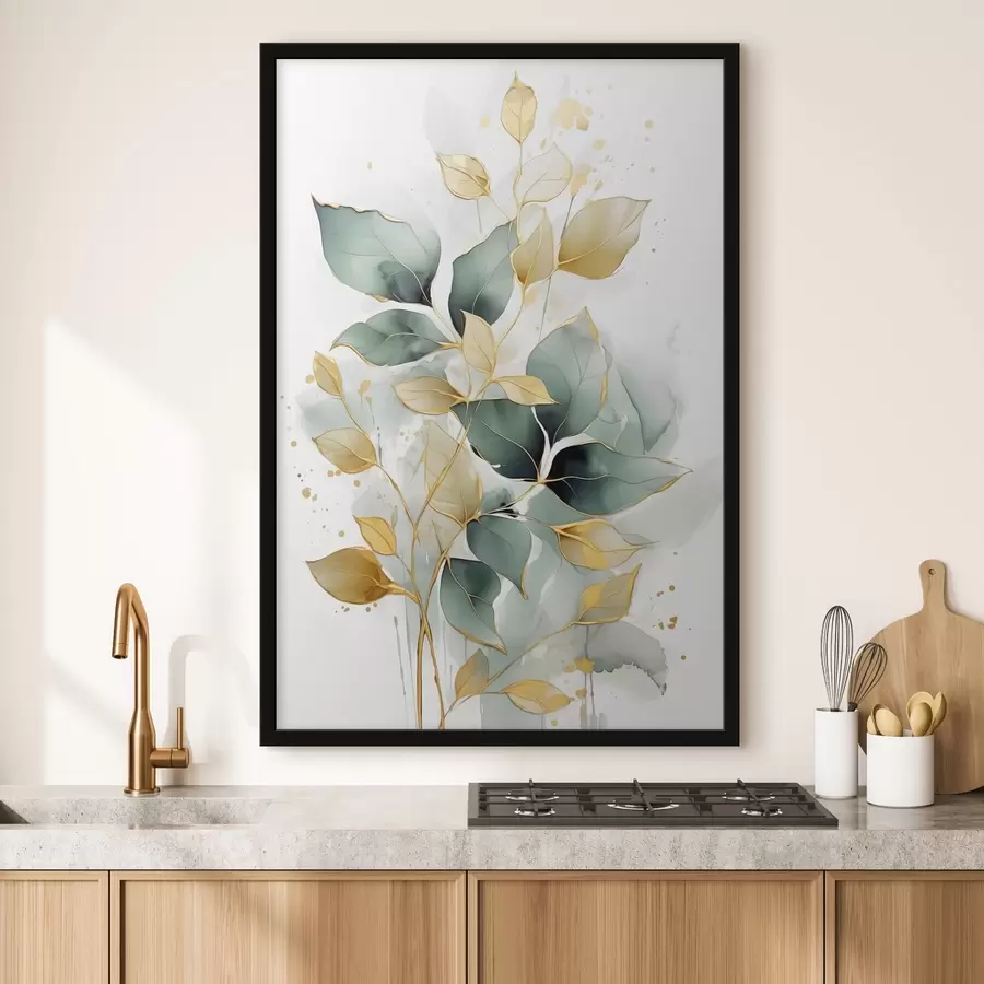 Fototapete Abstrakter Zweig mit Blättern f45366