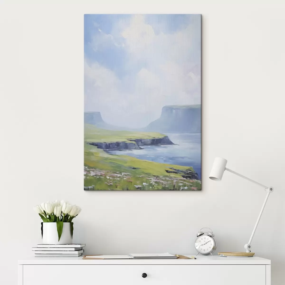 Wandbilder Meeresküste mit Fjorden im Hintergrund s45460