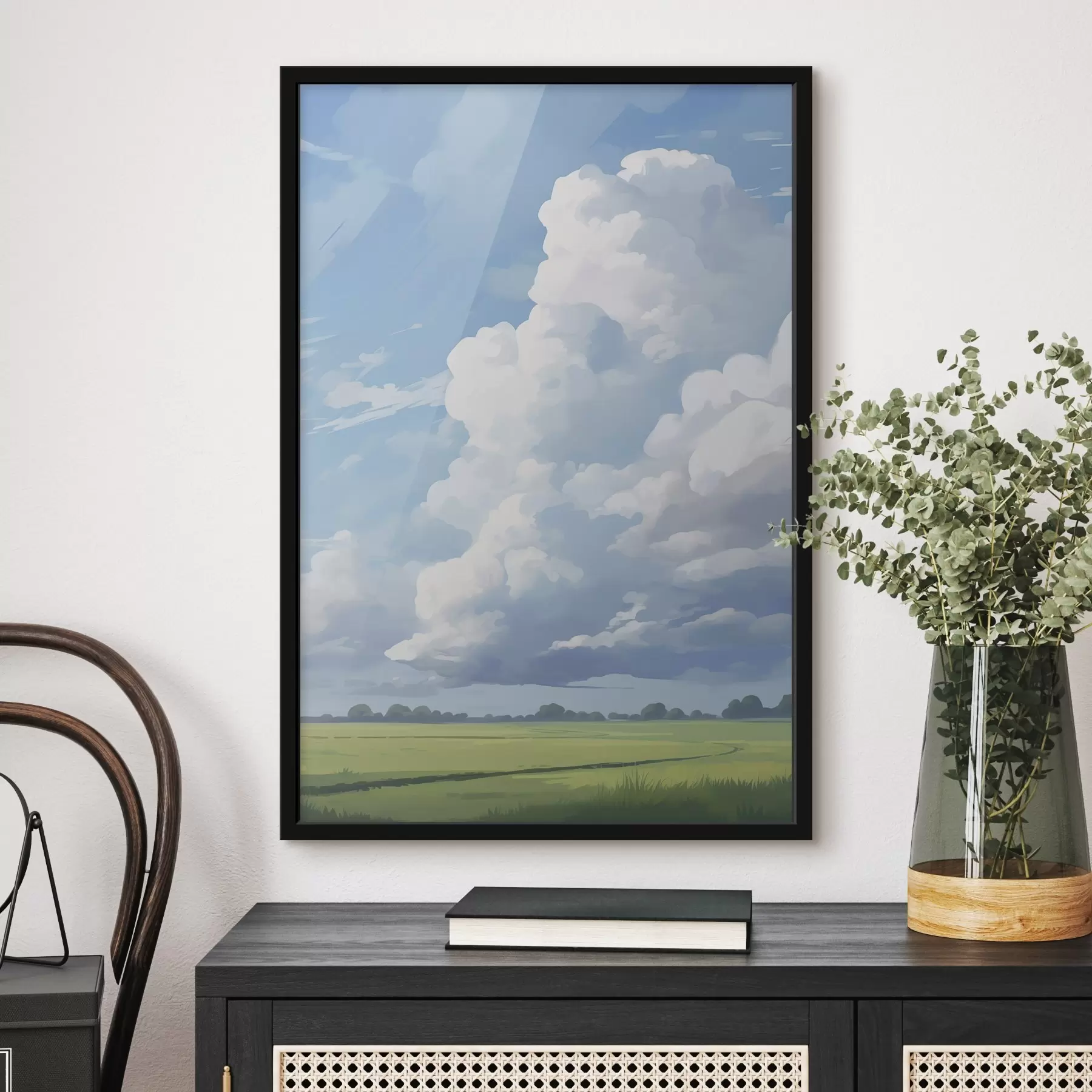 Fototapete Feld gegen den Himmel mit riesigen Wolken f45453