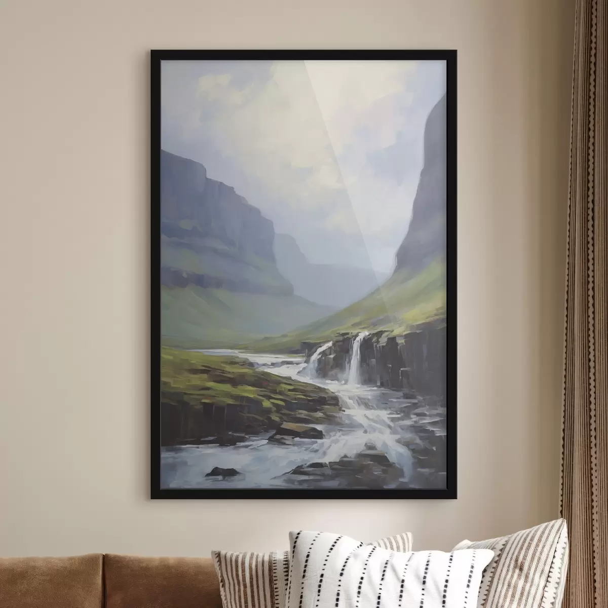 Poster Landschaft mit einem Fluss in der Nähe der Fjorde f45459