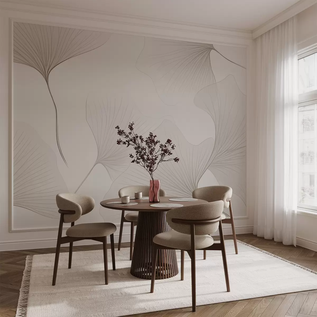 Fototapete Transparente Ginkgoblätter w04433v1