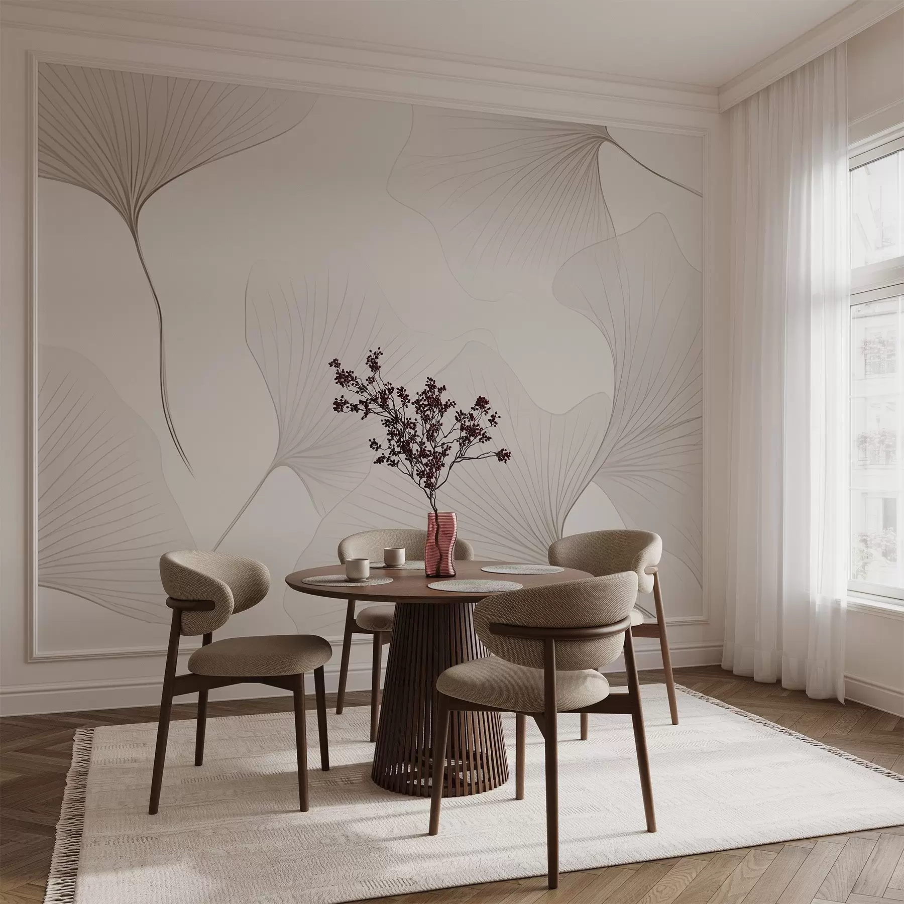 Fototapete Transparente Ginkgoblätter w04433v1