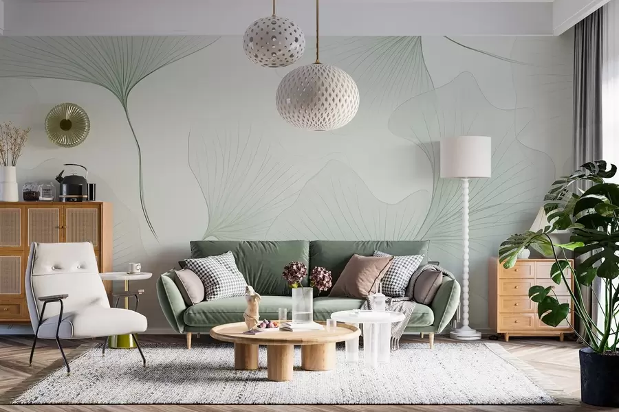 Fototapete Transparente Ginkgoblätter w04433v2