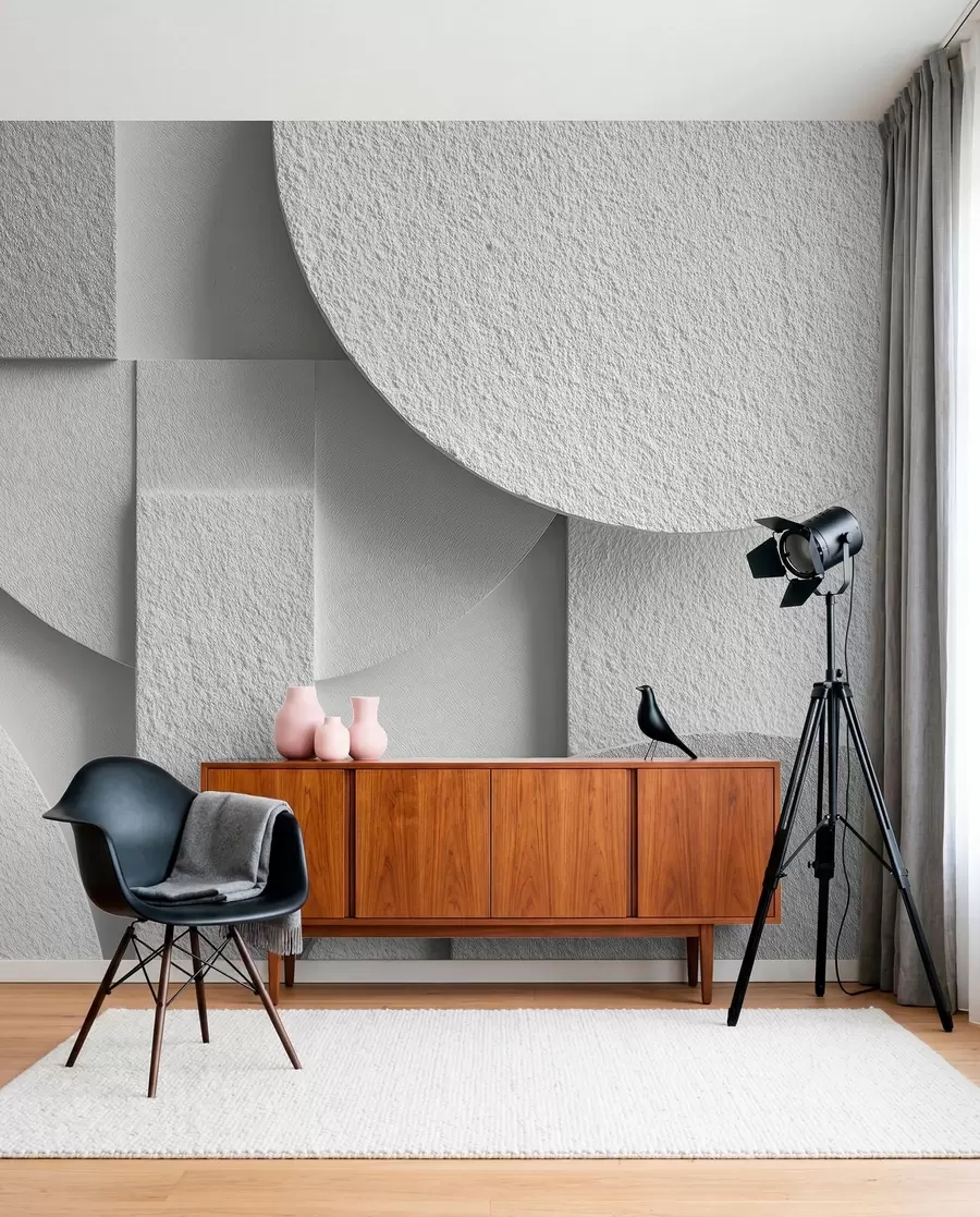 Fototapete Abstrakte Komposition mit weißen dreidimensionalen geometrischen Formen w04395v1