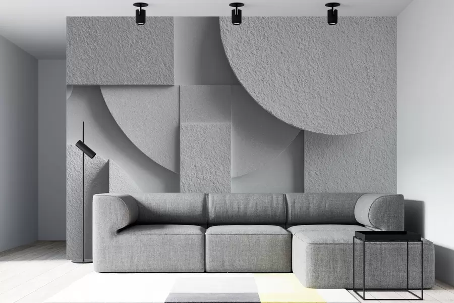 Fototapete Abstrakte Komposition mit weißen dreidimensionalen geometrischen Formen w04395v1