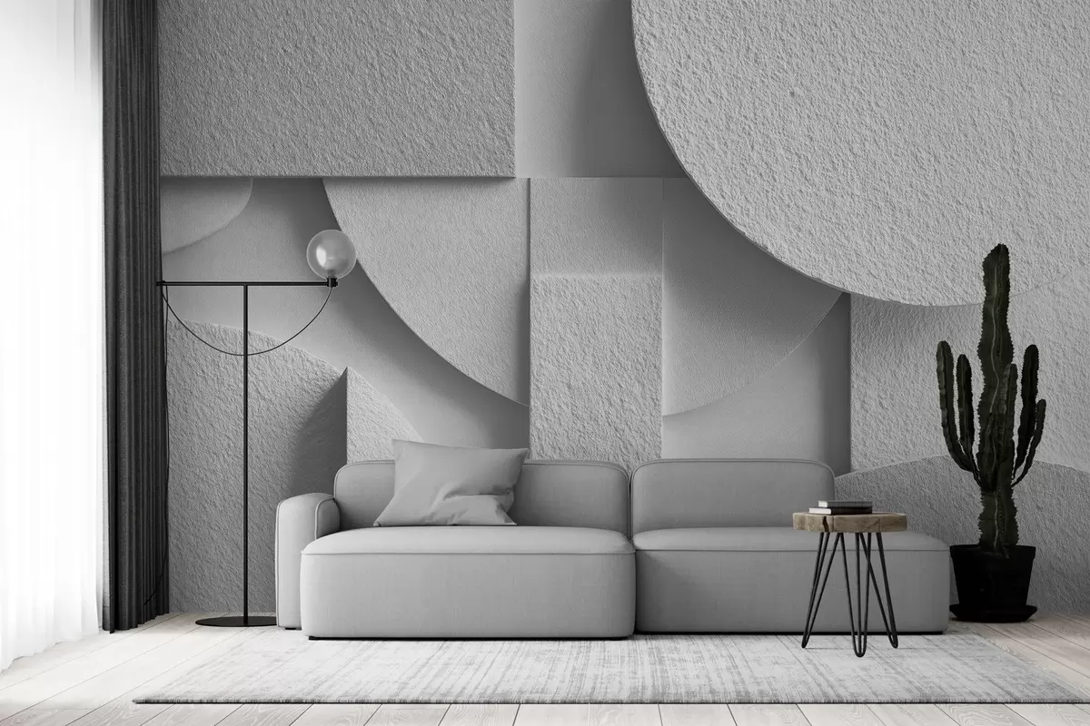 Fototapete Abstrakte Komposition mit weißen dreidimensionalen geometrischen Formen w04395v1