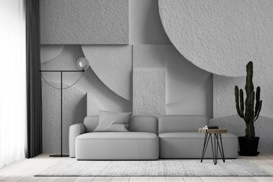 Fototapete Abstrakte Komposition mit weißen dreidimensionalen geometrischen Formen w04395v1