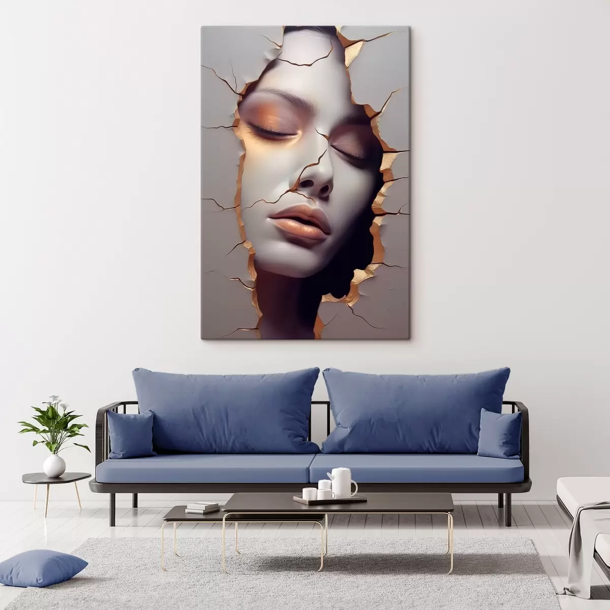 Wandbilder Gesicht in Rissen s45461