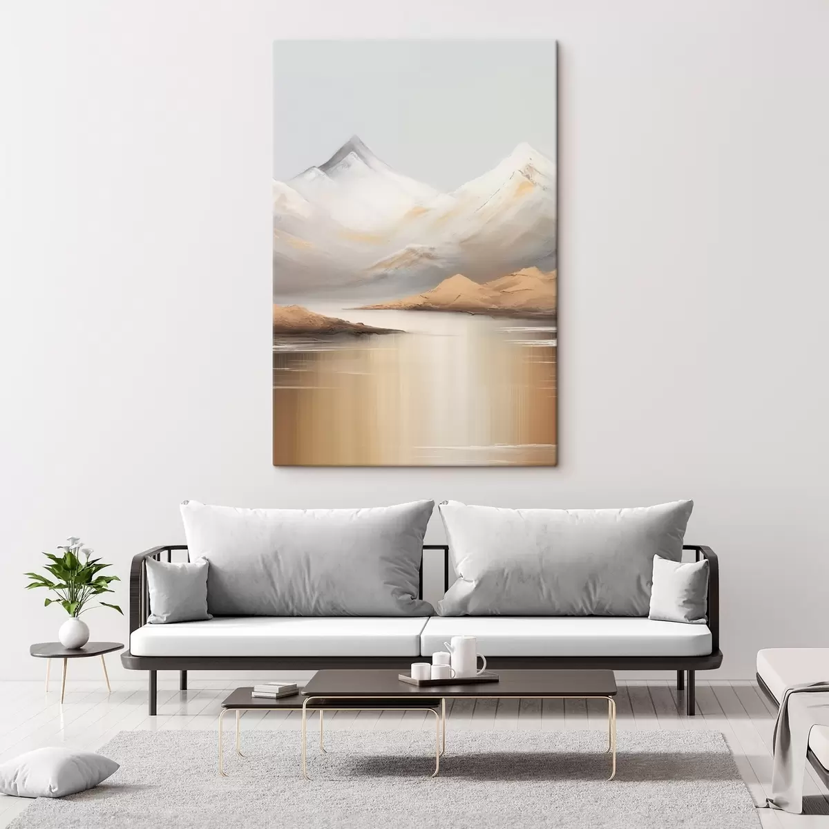 Wandbilder Bergsee unter verschneiten Gipfeln s45466