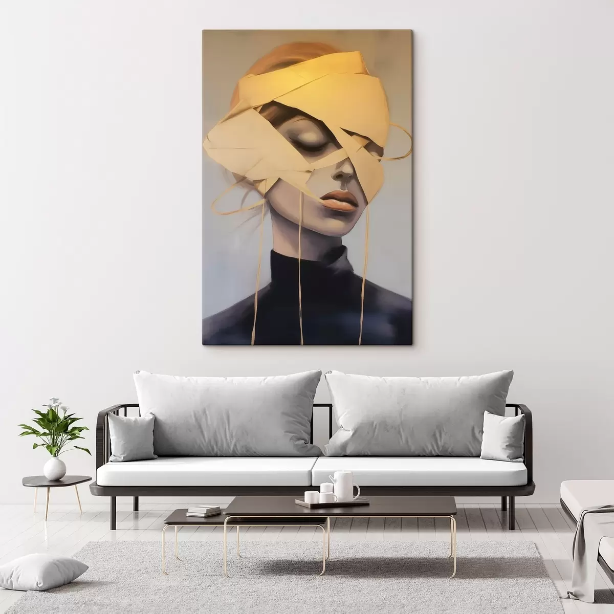 Wandbilder Weibliches Porträt mit Bandage s45472