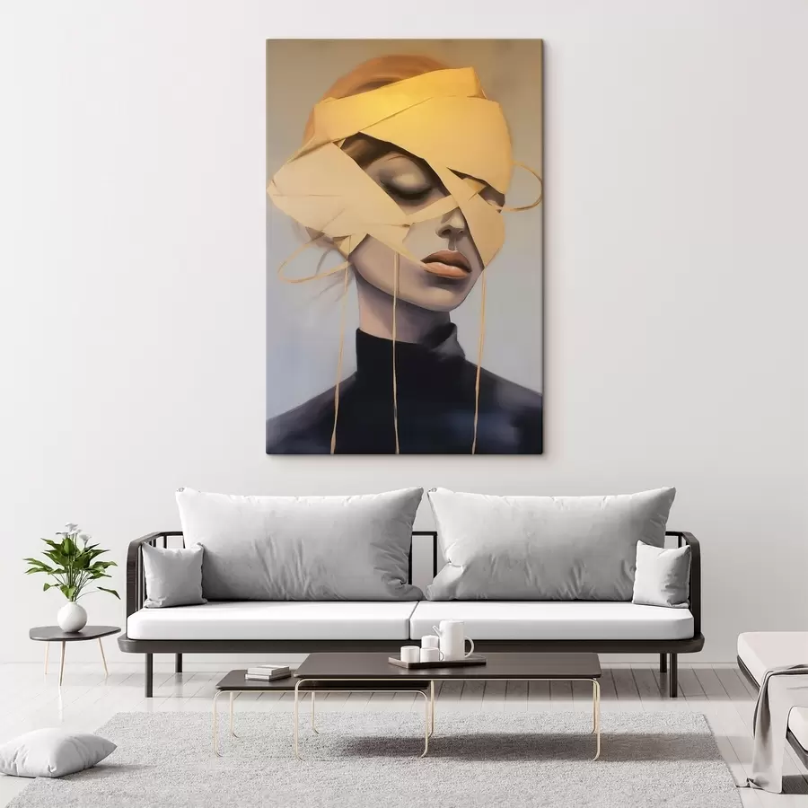 Wandbilder Weibliches Porträt mit Bandage s45472