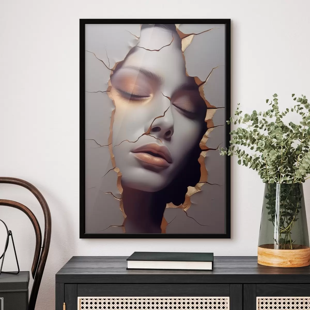 Poster Gesicht in Rissen f45461