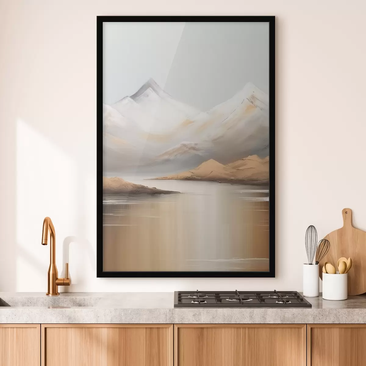 Poster Bergsee unter verschneiten Gipfeln f45466