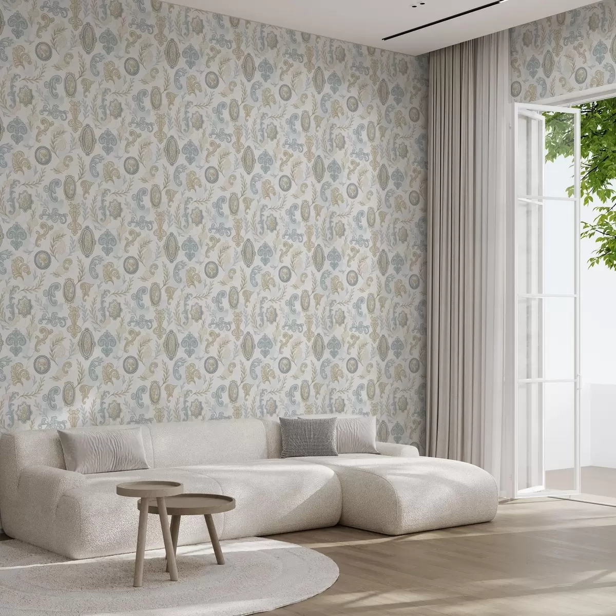 Tapete Klassisches Ornament mit Medaillons und Mustern a00319