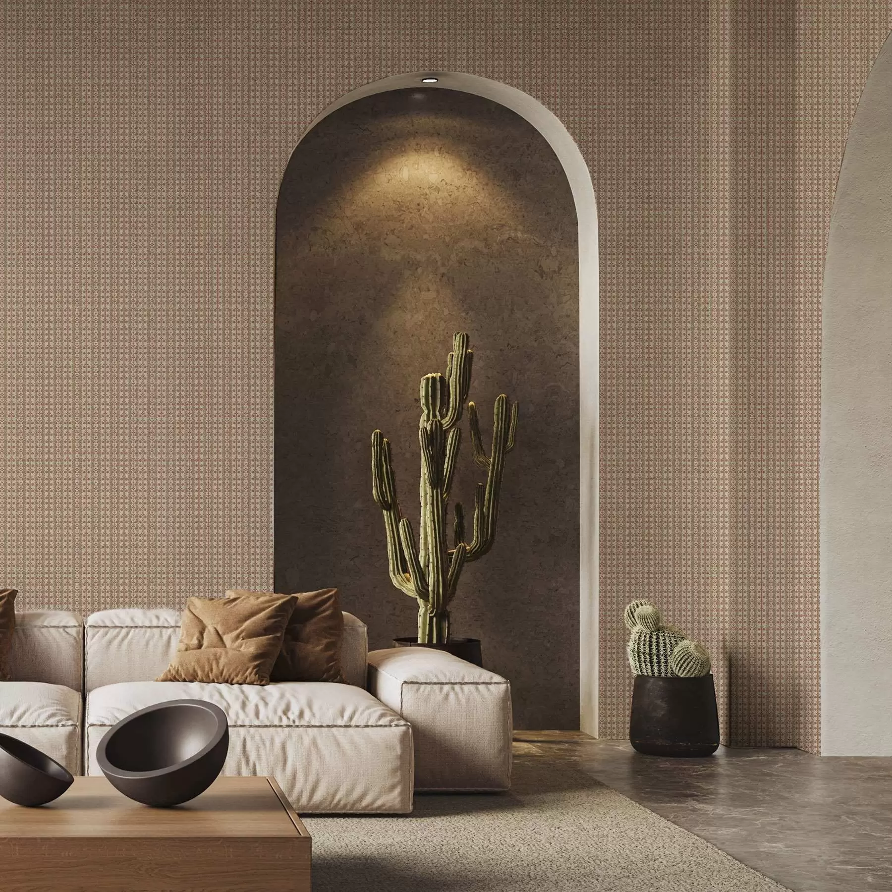 Fototapete Gestreiftes Ornament mit roten Blumen a00341