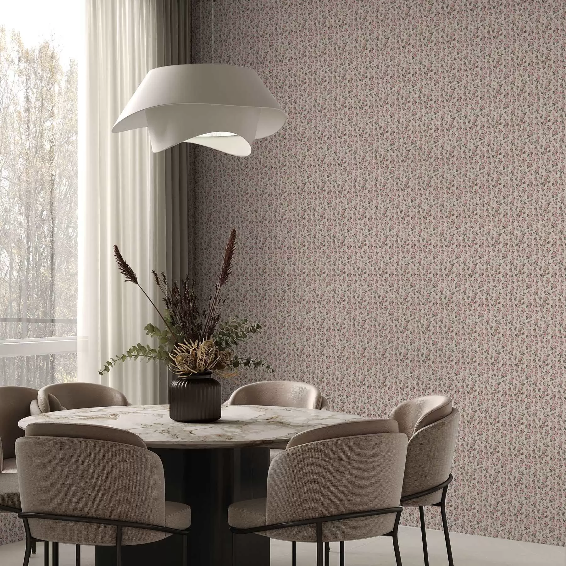 Fototapete Rosa Rosen auf beigem Hintergrund a00346