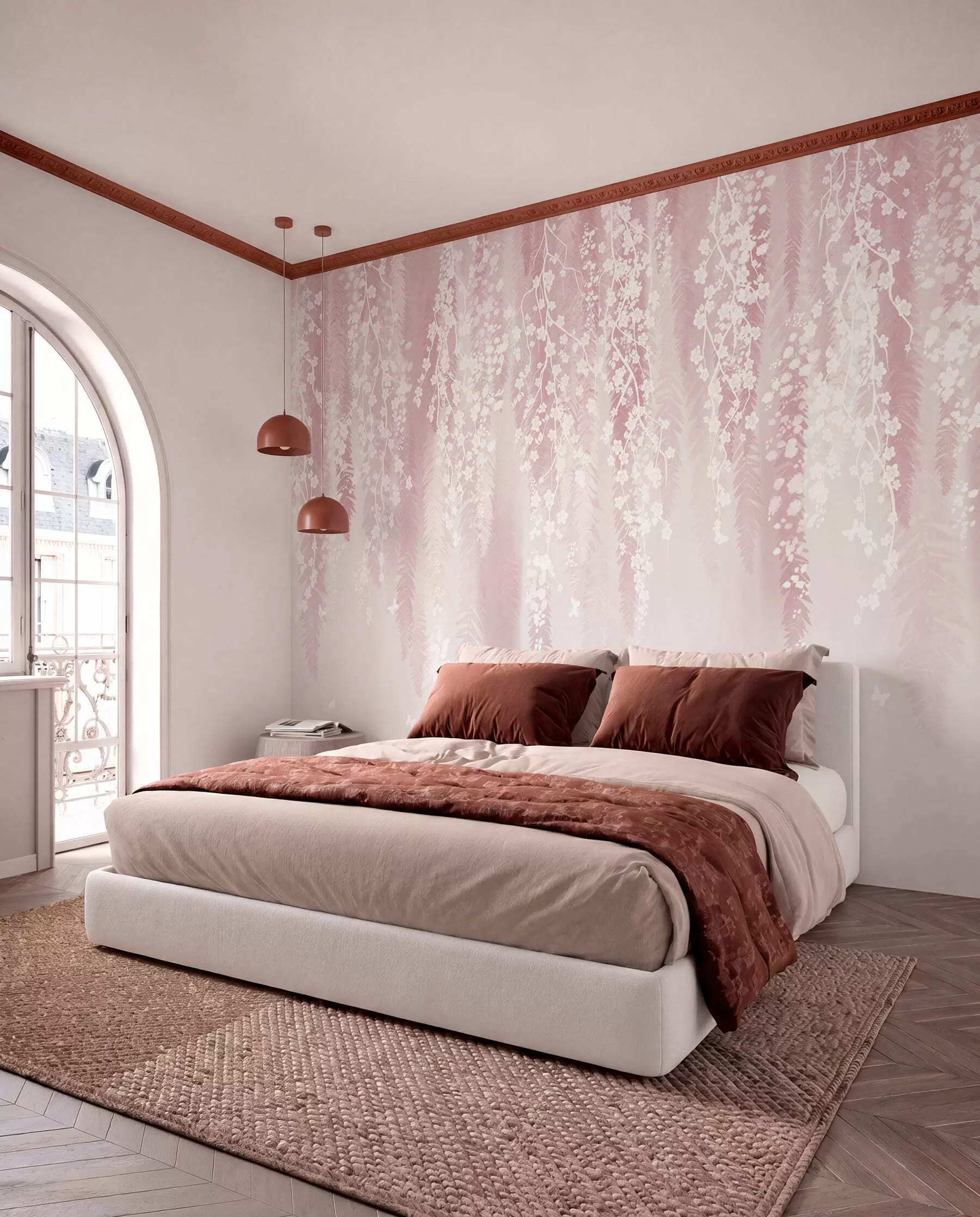 Fototapete Blütenvorhang auf Rosa w04417v1