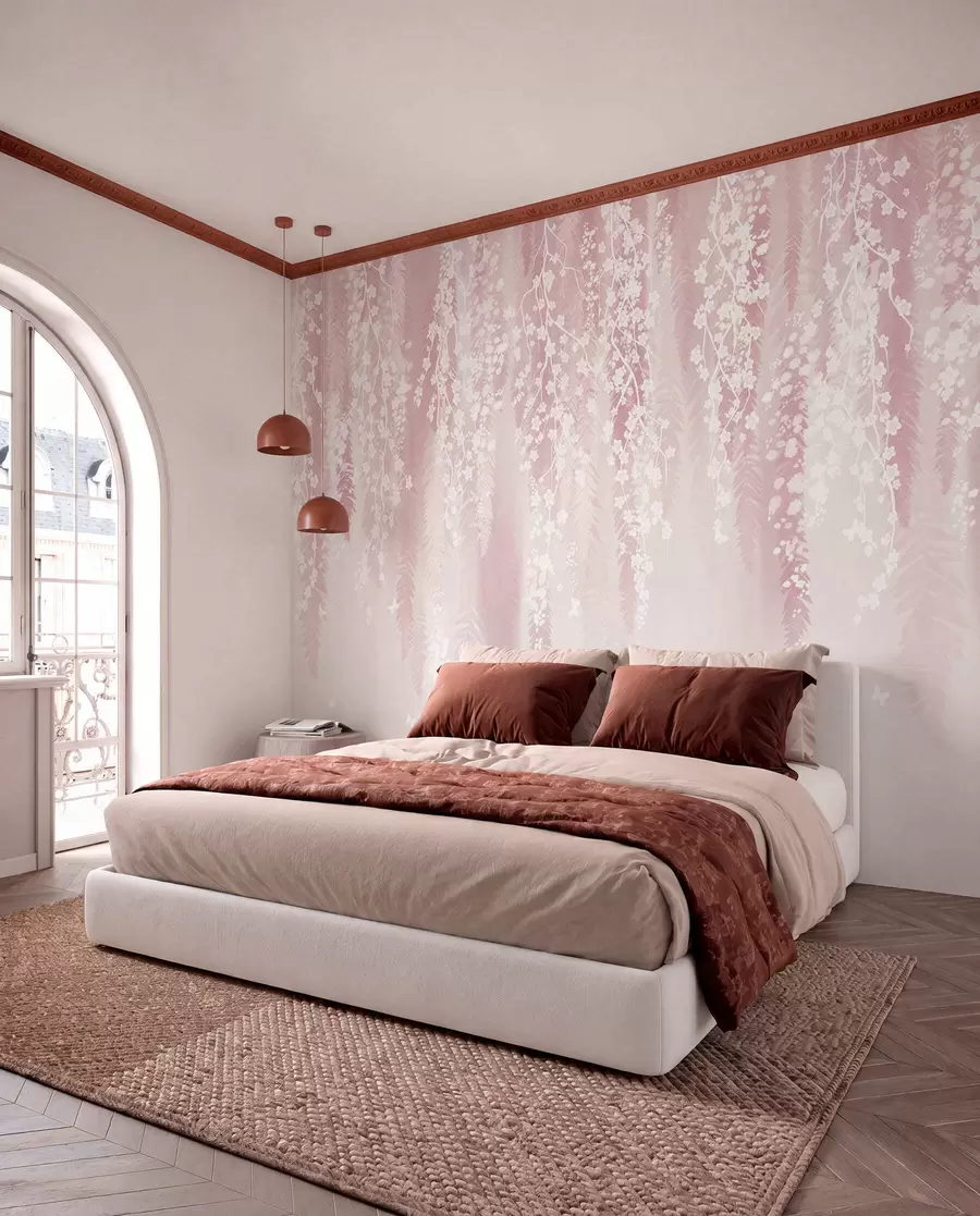 Fototapete Blütenvorhang auf Rosa w04417v1