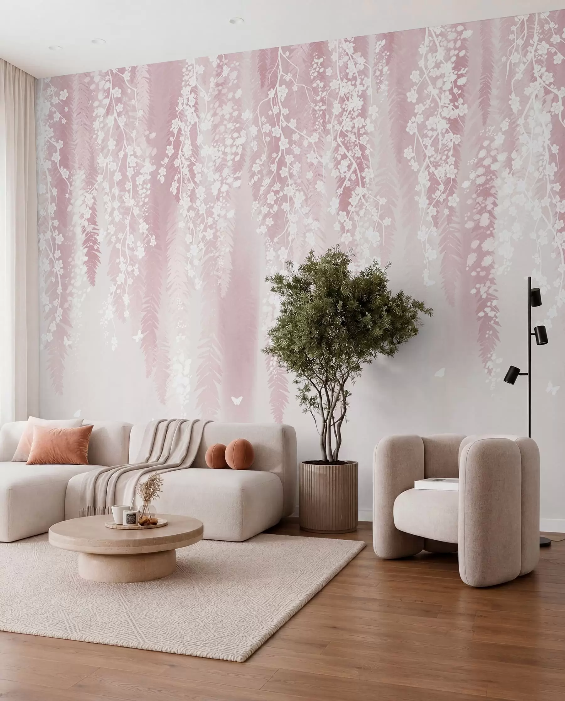 Fototapete Blütenvorhang auf Rosa w04417v1