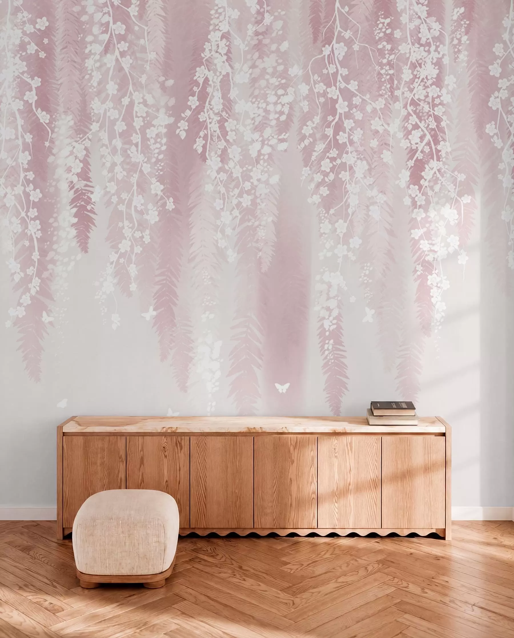 Fototapete Blütenvorhang auf Rosa w04417v1