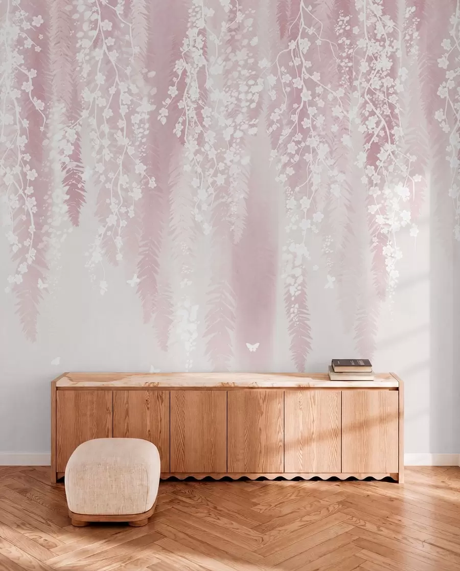 Fototapete Blütenvorhang auf Rosa w04417v1