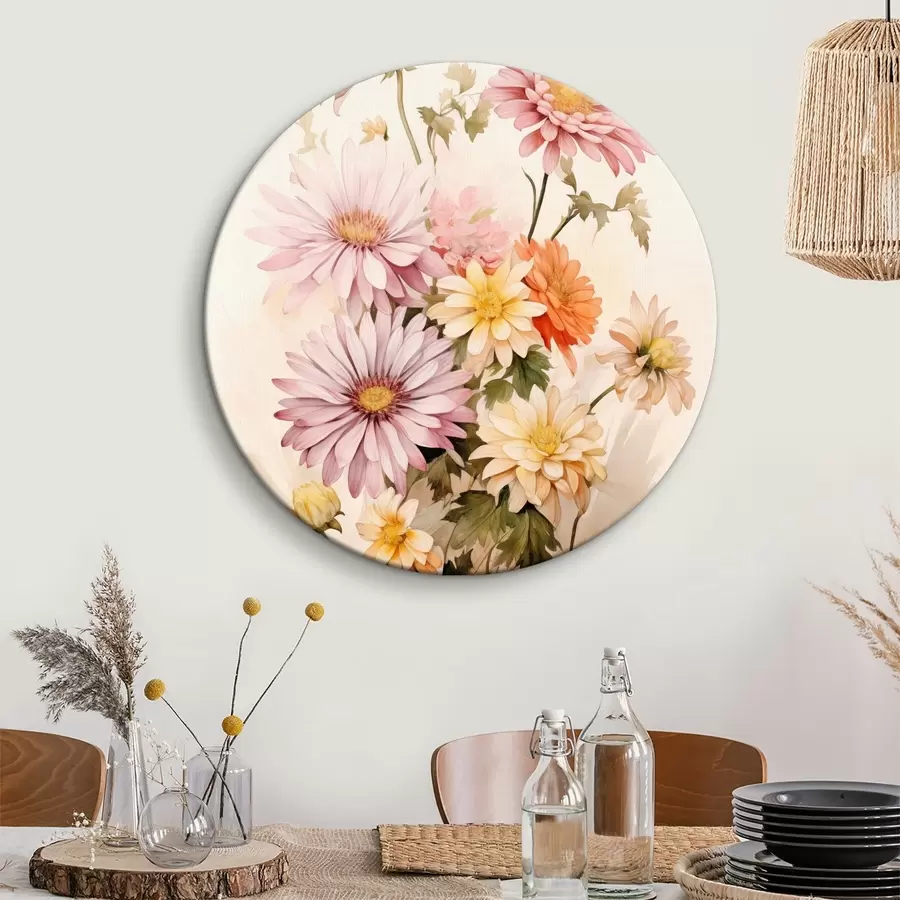 Wandbilder Ein Blumenstrauß aus bunten Blumen, weiche Aquarell-Stil, auf einem hellen Hintergrund r45559