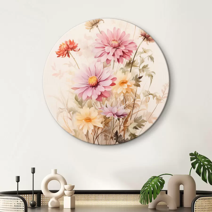 Wandbilder Ein Blumenstrauß aus bunten Blumen, weichen Aquarell-Stil, auf einem hellen Hintergrund, botanische Illustration r45560