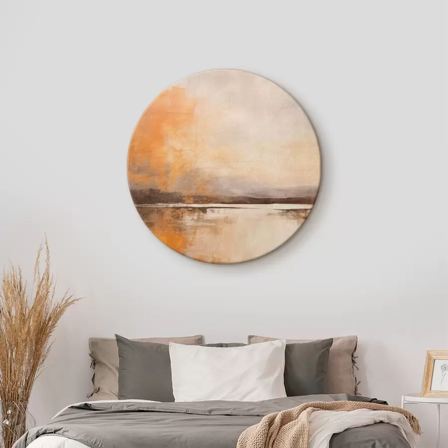 Wandbilder Eine abstrakte, strukturierte Landschaft in Orange-, Braun- und Beigetönen r45568