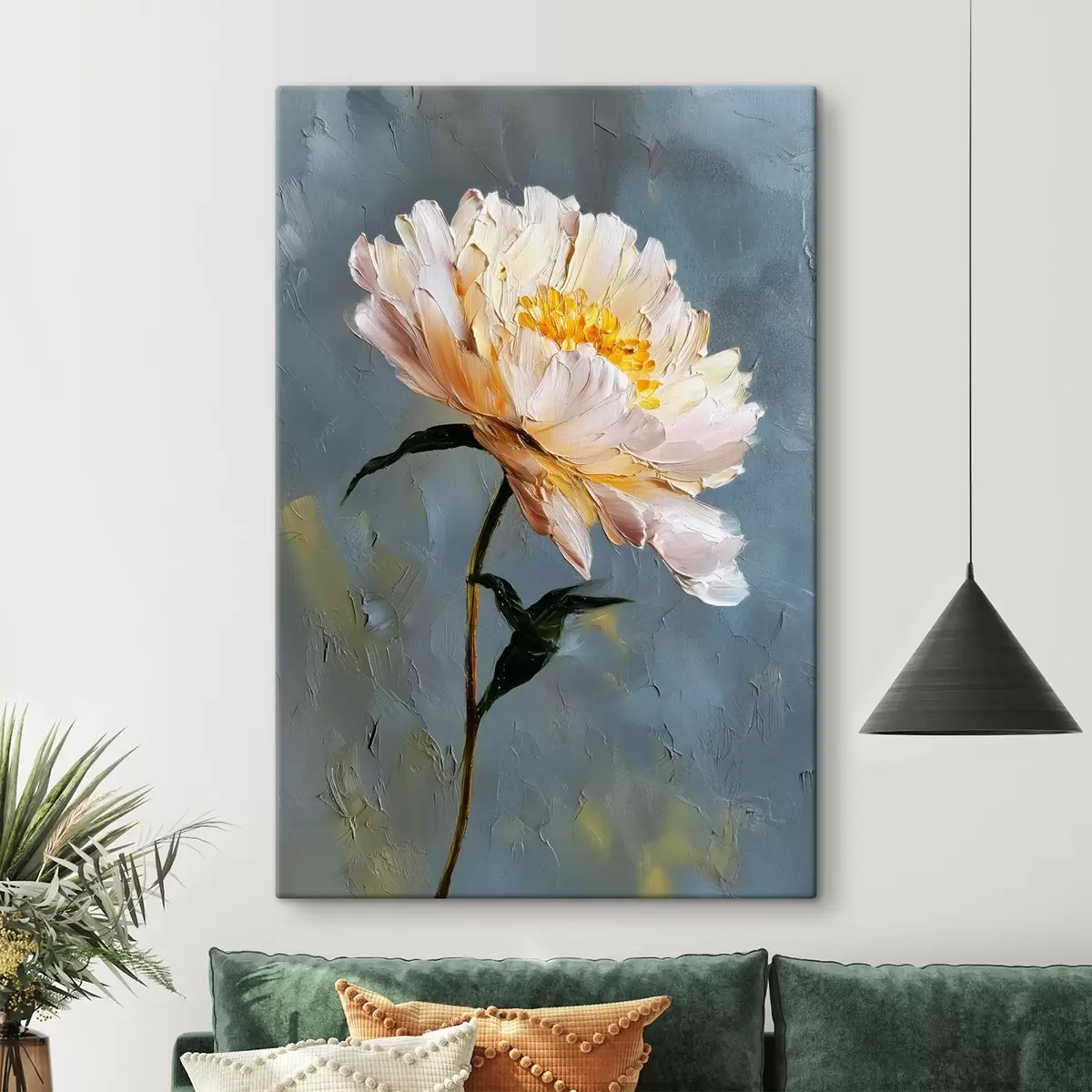 Wandbilder Abstrakte Blume: Komposition in Blau- und Grautönen s45542