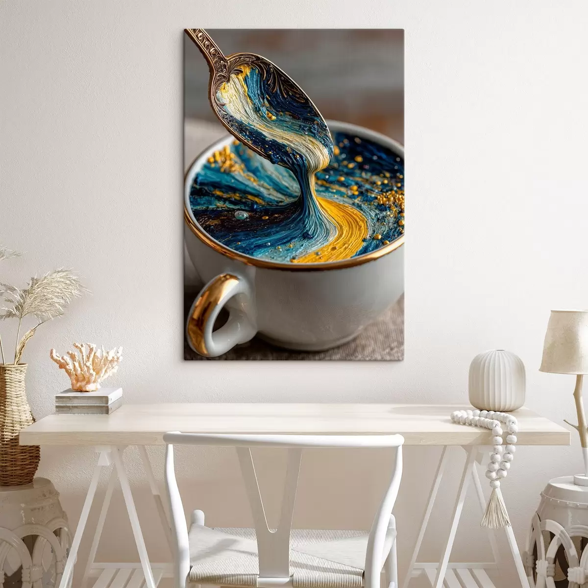 Wandbilder Abstrakte Komposition: gemischte Farben in einer Tasse im Stil von Van Gogh s45545