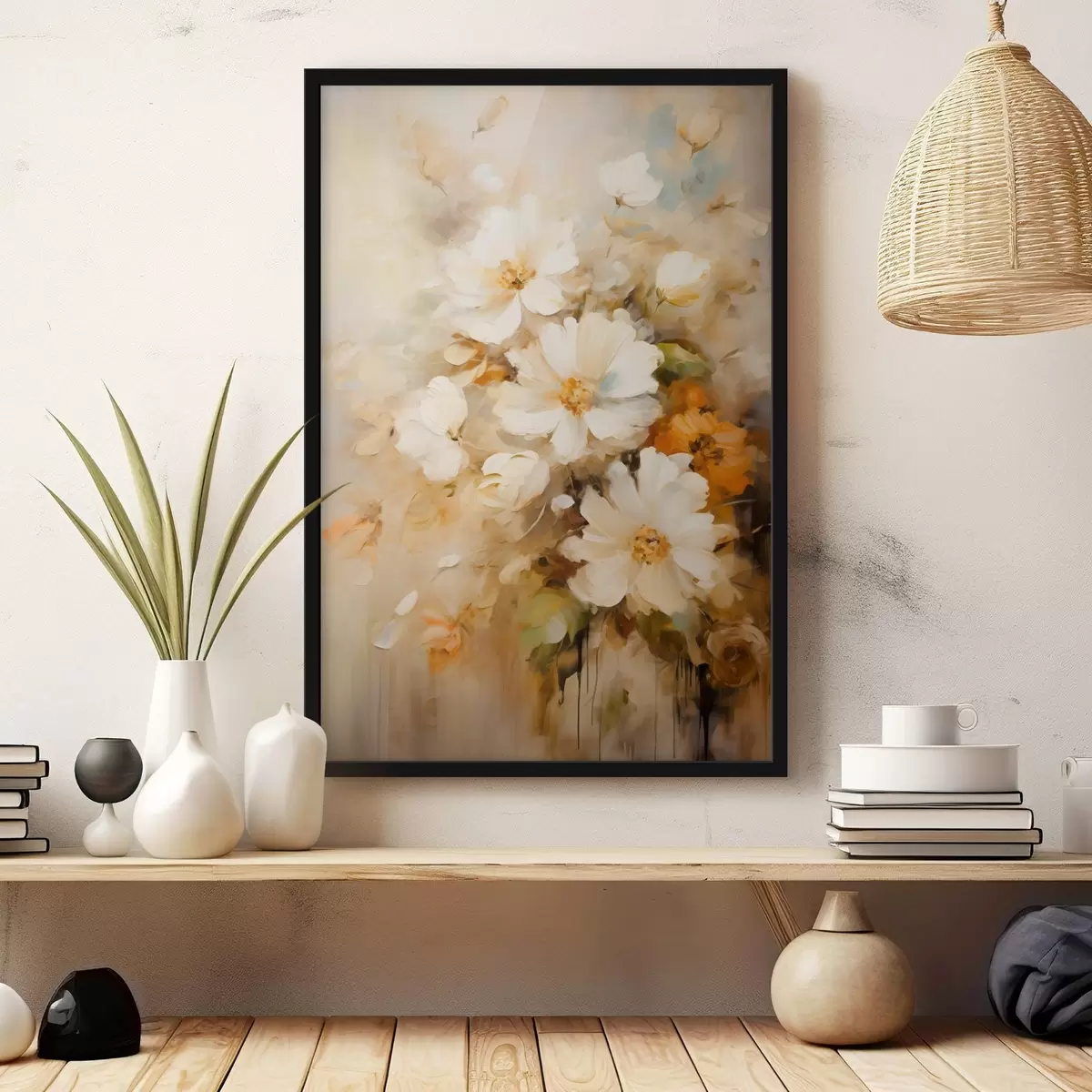 Poster Komposition in pastellfarbenen Beige- und Brauntönen f45534