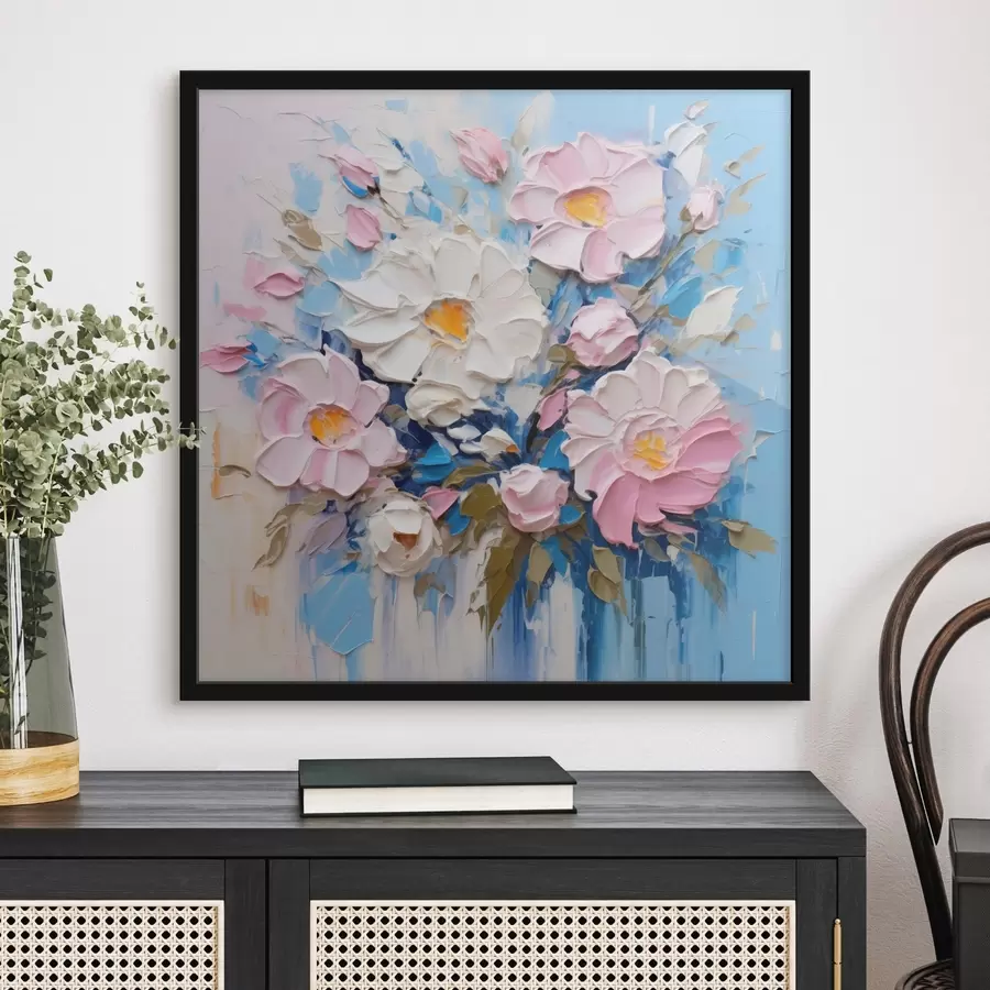 Fototapete Malerische Komposition in Rosa- und Blautönen f45538