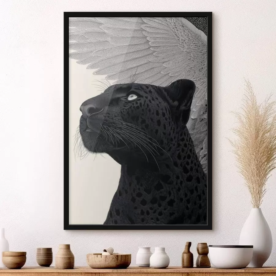 Fototapete Grafische Gestaltung: Panther mit Flügeln f45548