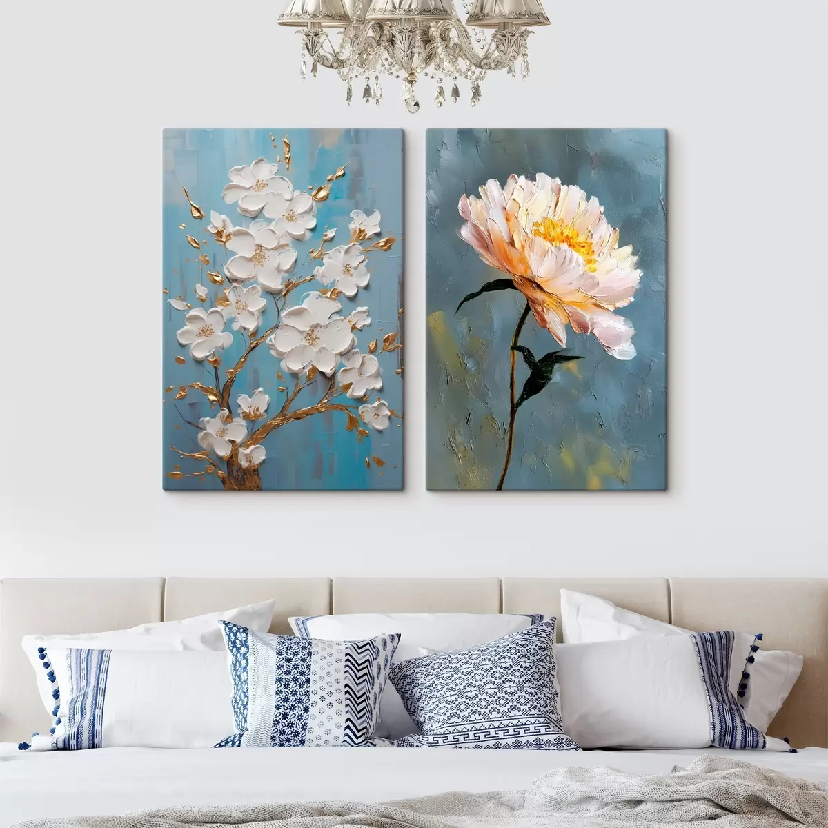 Wandbilder Blühender Zweig und Pfingstrose: Reliefkomposition m00637