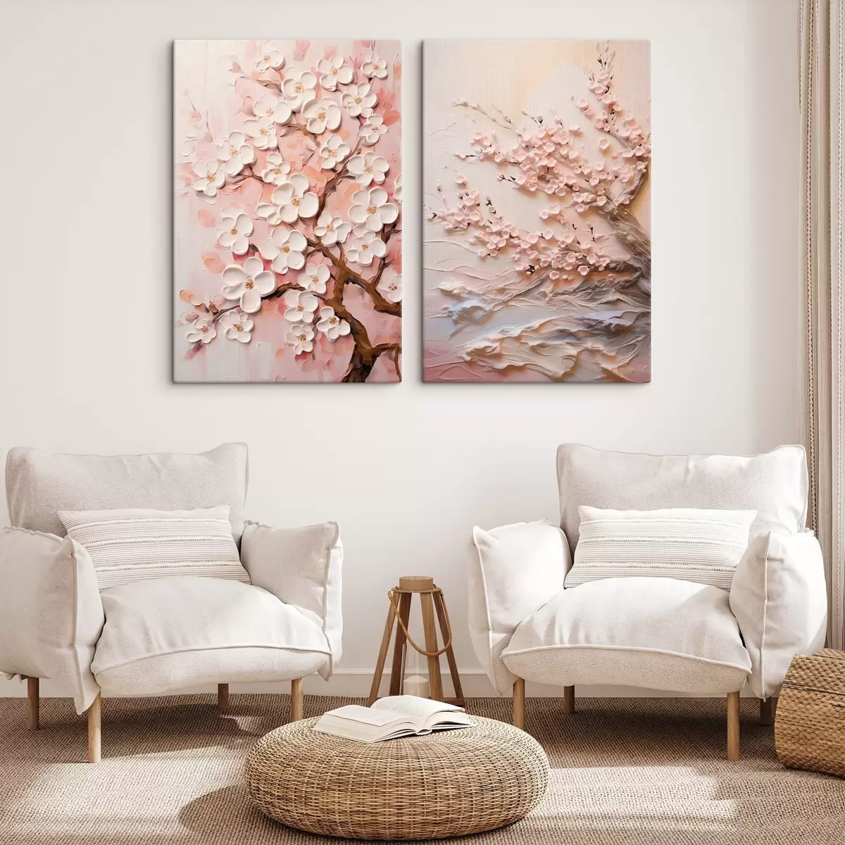 Wandbilder Blühende Sakura: Komposition im Impasto-Stil m00638