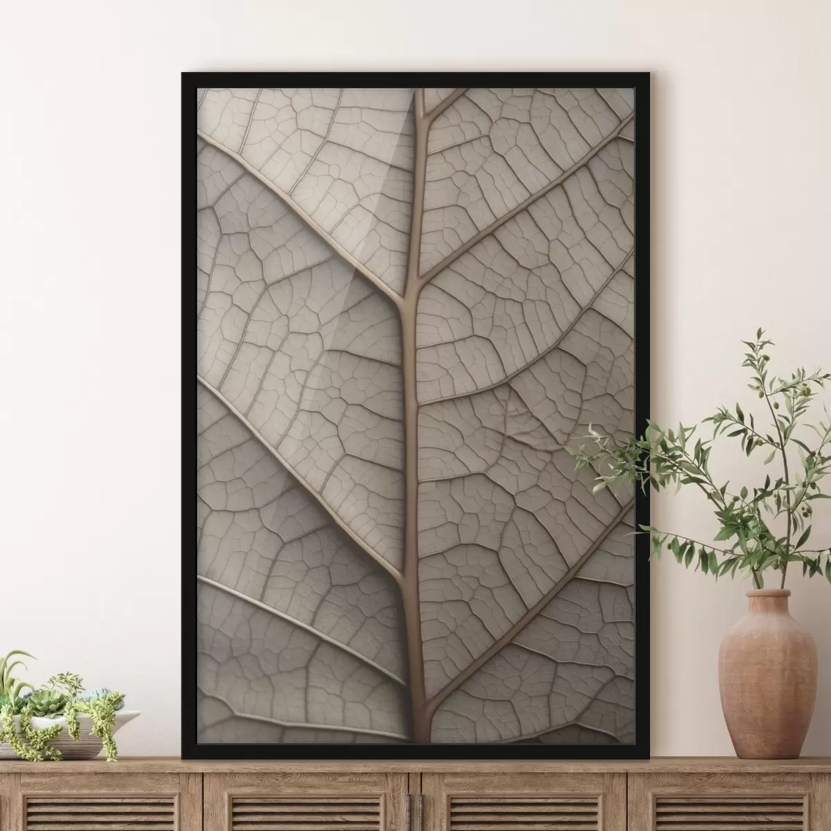 Poster Trockenes Blatt mit Adern f45604